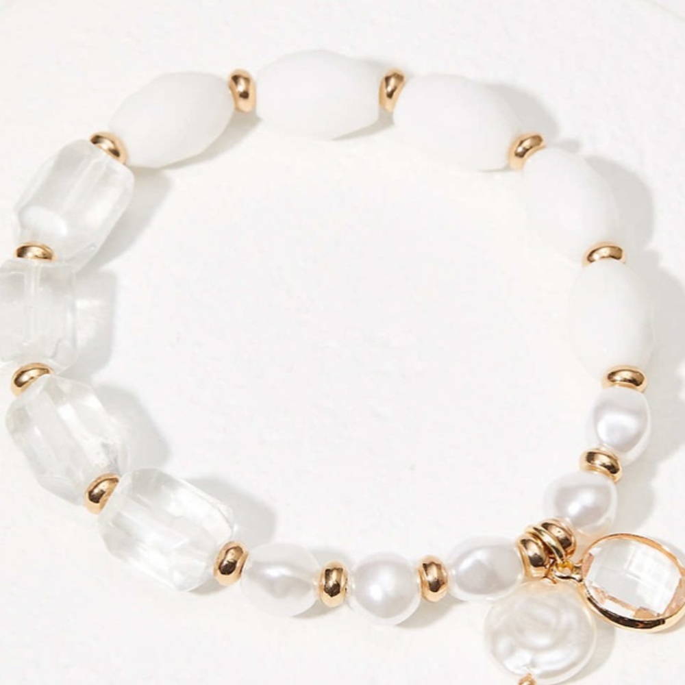 🌸🌸🌸LOFT STONE TASSEL BEADED STRETCH BRACELET - Picture 1 of 2